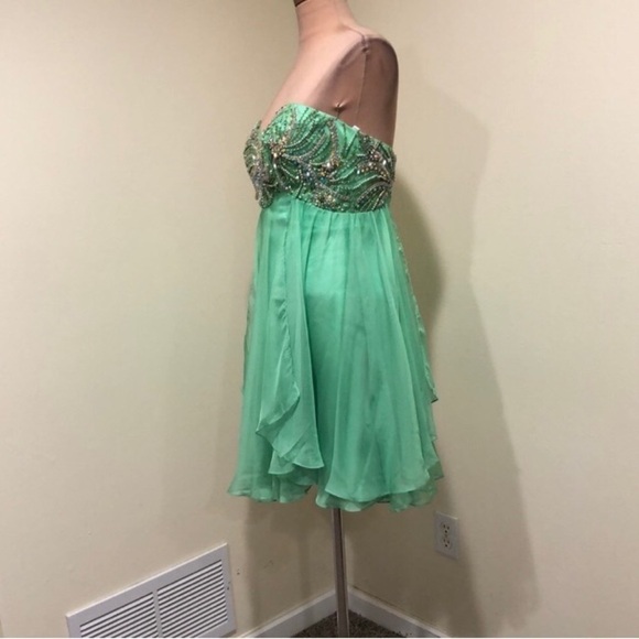 NWT Sherri Hill Prom Dress Size 2 Pastel Green Rhinestone Mini Style 3846 - Picture 5 of 9